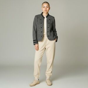 Tommy Hilfiger Women’s Gray Military Style Knit Blazer‎ Jacket Size Large